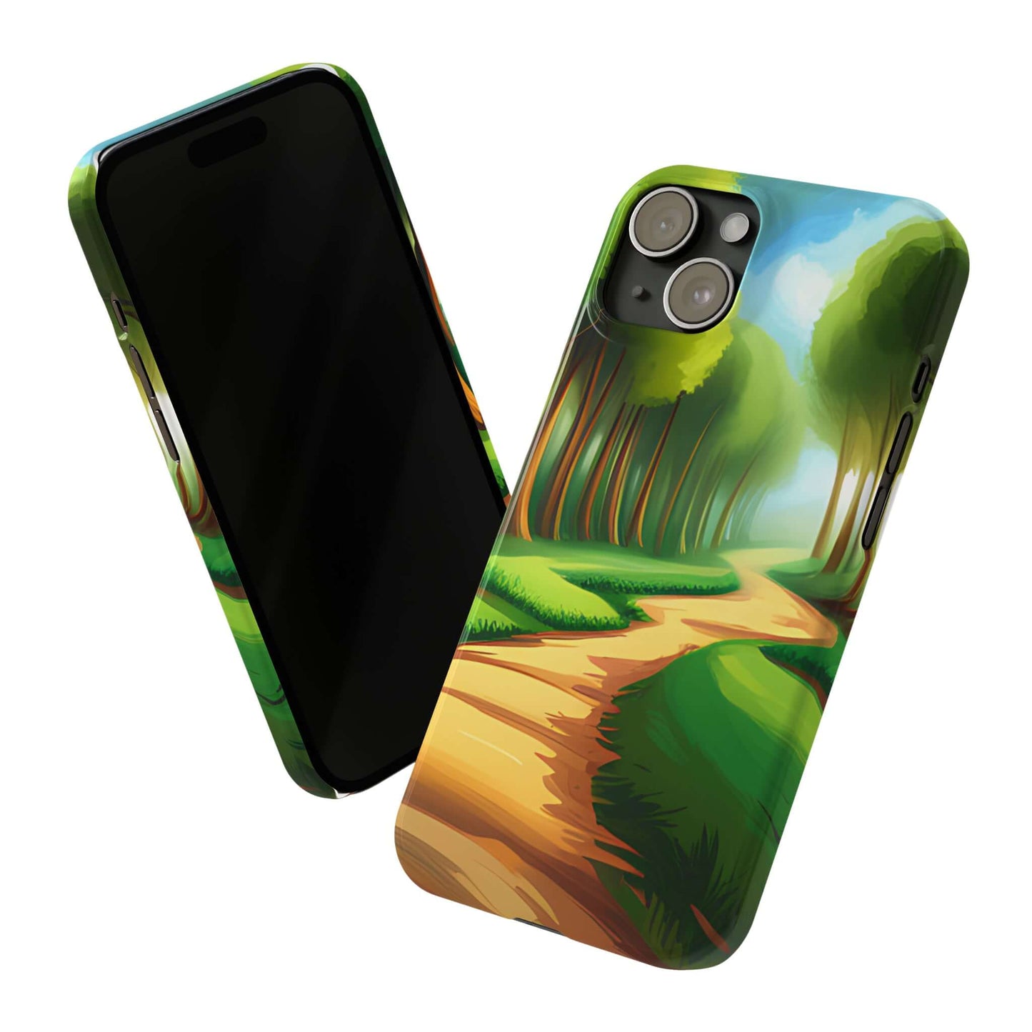 Slim Case For iPhone 15|14|13|12|11|X|XR|XS|Mini|Pro|Pro Max - Rich Green Path